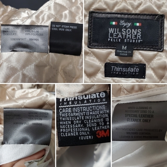 Vintage 90s y2k Wilson's Black Leather Insulated Mid Length Racing Racer Coat Md - Picture 6 of 7